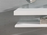 Plan de toilette suspendu, pour vasque à poser, L 50 à 201 x P 30 à 51 cm, finition lisse mate, 10 couleurs au choix, Anti bactérien, résine Akrytan®, Livraison Offerte.